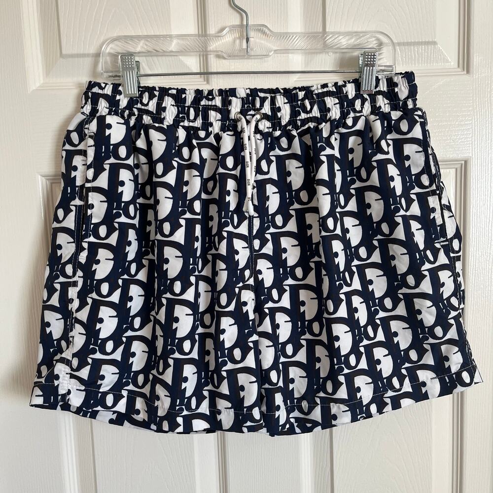 Dior Oblique Patterned Men’s XXL Monogram Swim Trunks Mesh Lined Drawstring